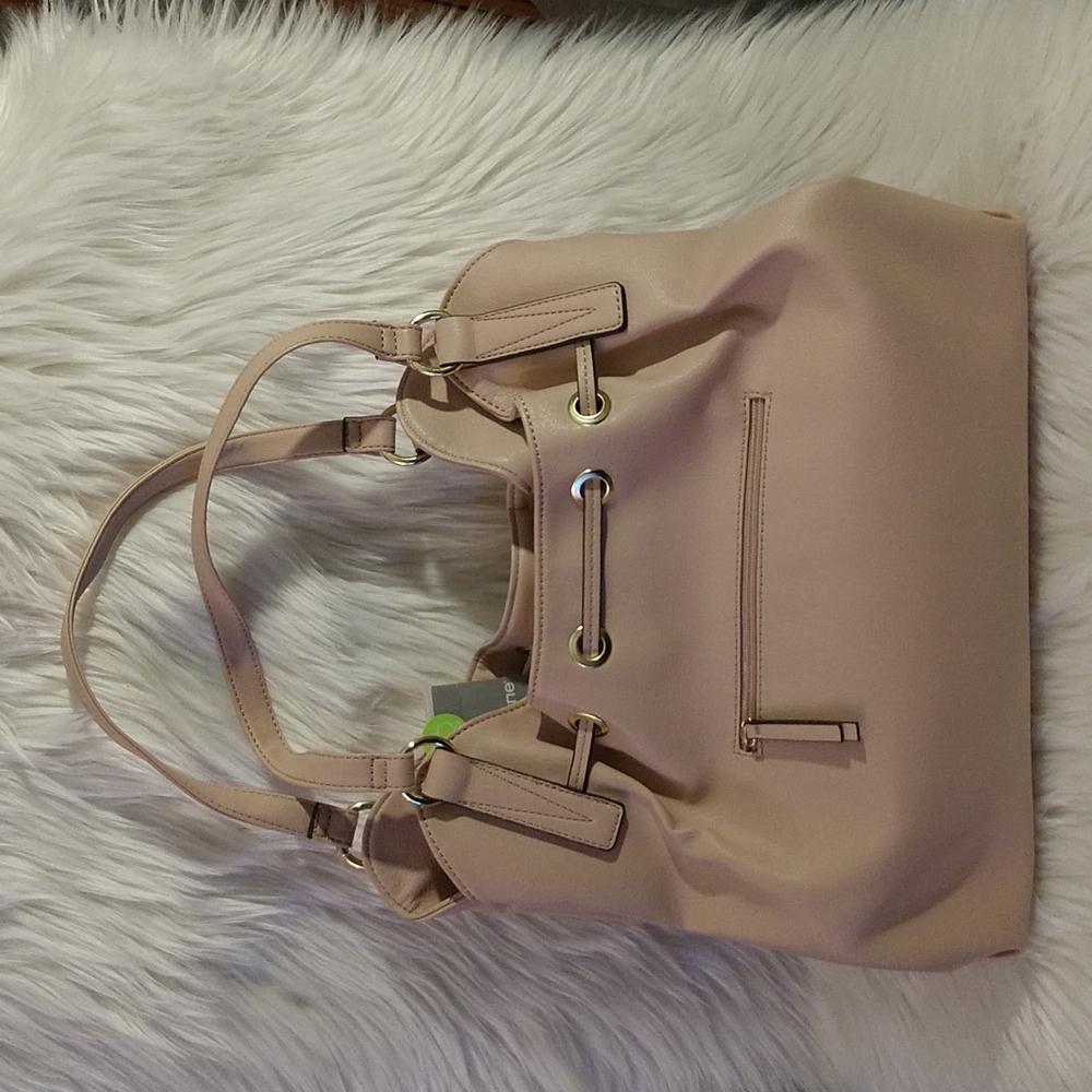 New Blush Faux Leather Liz Claiborne Shoulder Bag w Tassels
